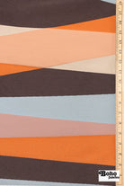 Blue, Orange, Brown, & Cream Geometric Upholstery Woven Fabric - Boho Fabrics - Home Dec. & Upholstery Fabric