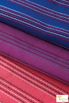 Blue Pacific Coast Highway Stripes. Embroidered Stripes on Blue Woven Fabric. WVS-308-BLU - Boho Fabrics