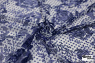 Blue Polka Dot Roses. Power Mesh - Boho Fabrics - Stretch Mesh