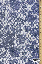 Blue Polka Dot Roses. Power Mesh - Boho Fabrics - Stretch Mesh