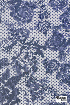 Blue Polka Dot Roses. Power Mesh - Boho Fabrics - Stretch Mesh