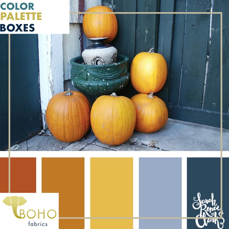 "Blue Pumpkin", Mystery Color Palette Box. - Boho Fabrics
