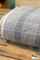 Blue Red Stripes Plaid Black & White, Stretch Woven - Boho Fabrics - Stretch Woven