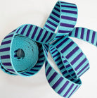 Blue & Teal Purple Jacquard Woven Stripes Webbing – 1" Wide, Sold Per Yard. - Boho Fabrics - Bag Making Supplies