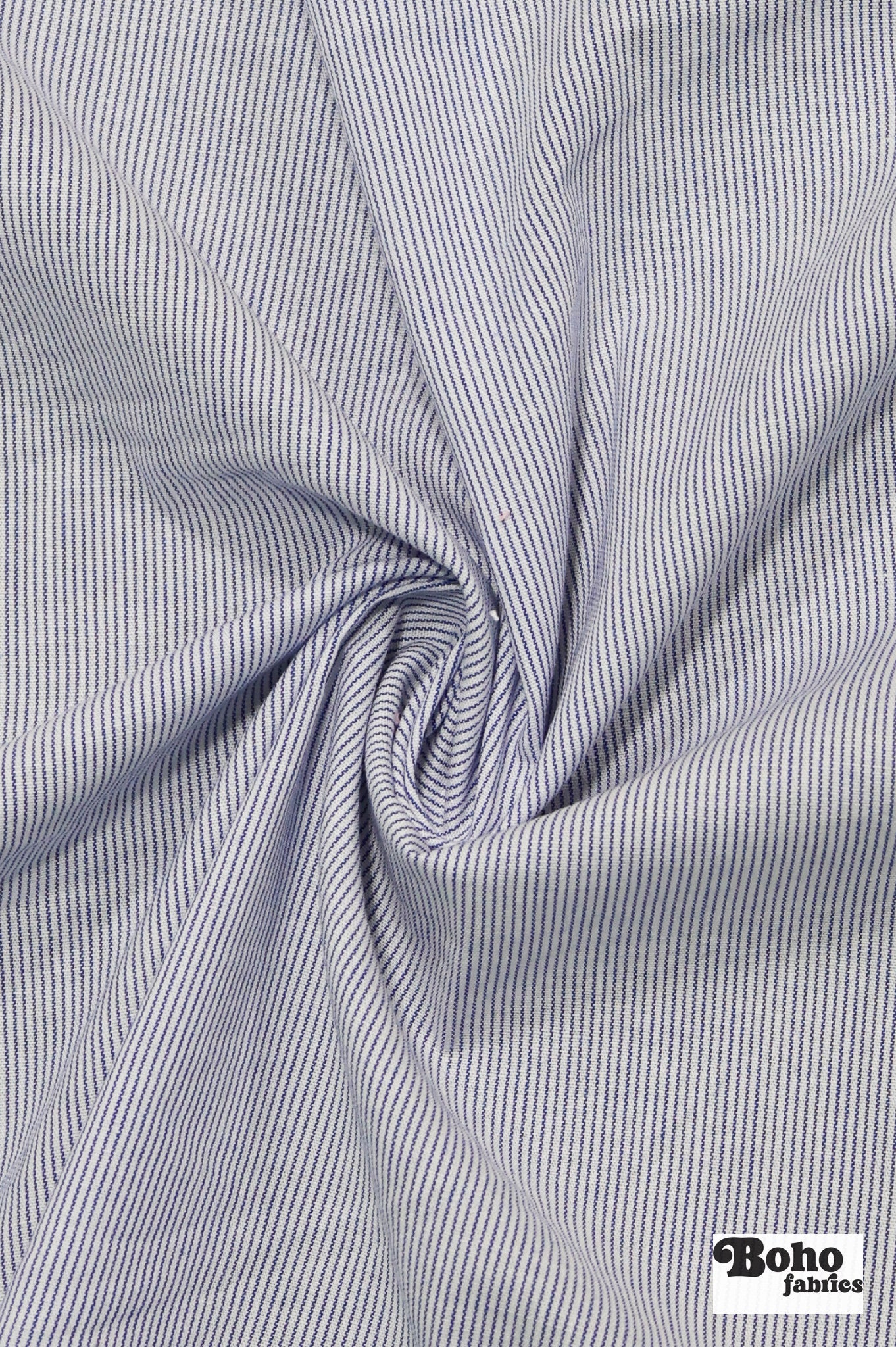 Blue & White Mini Stripes Woven Fabric - Boho Fabrics - Woven Fabric