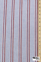 Blue with Red and White Variegated Stripes Cotton Shirting Woven Fabric - Boho Fabrics - Shirting, Woven