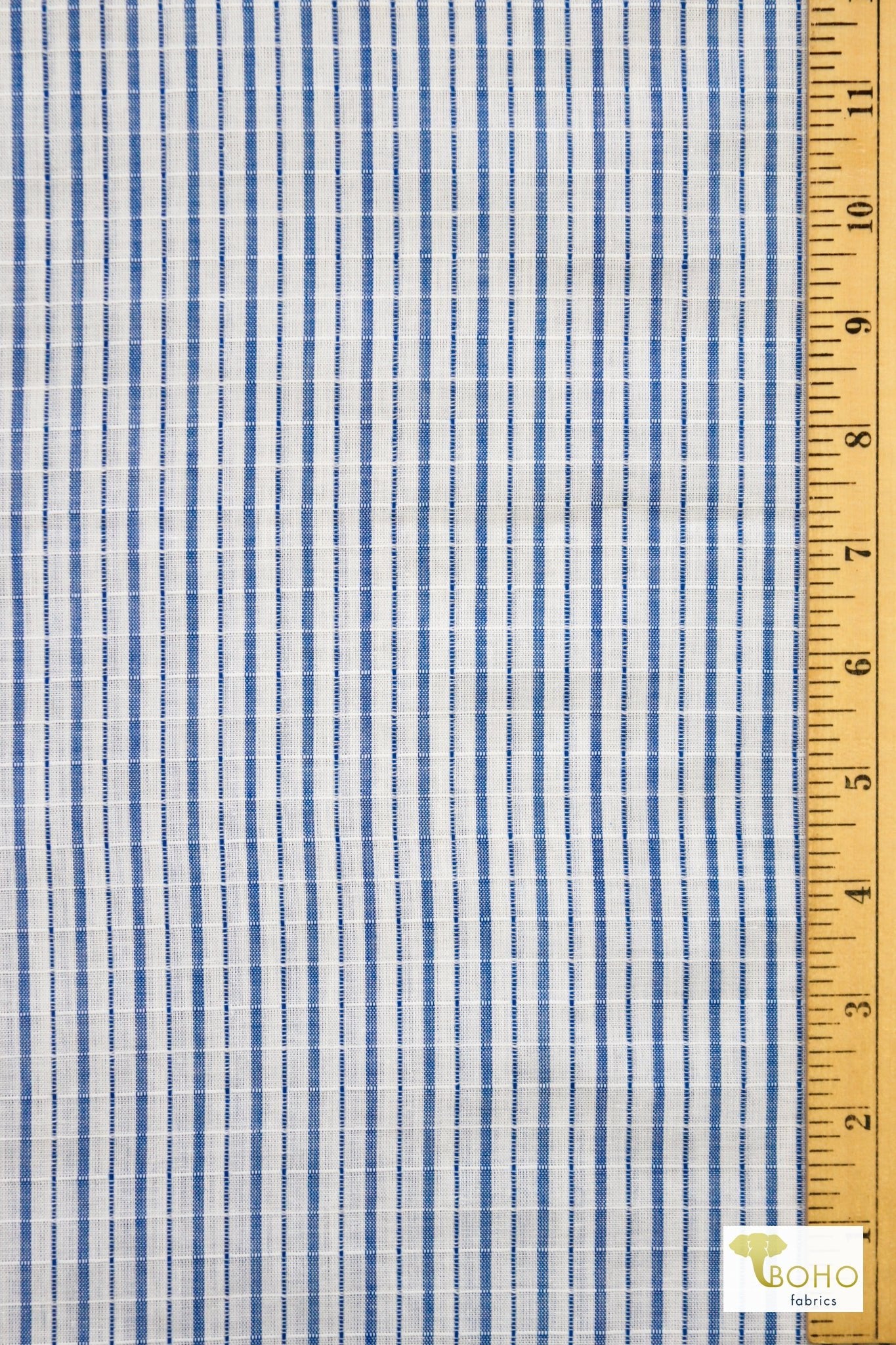 Blueberry Stripes on White, Woven Print Fabric - Boho Fabrics