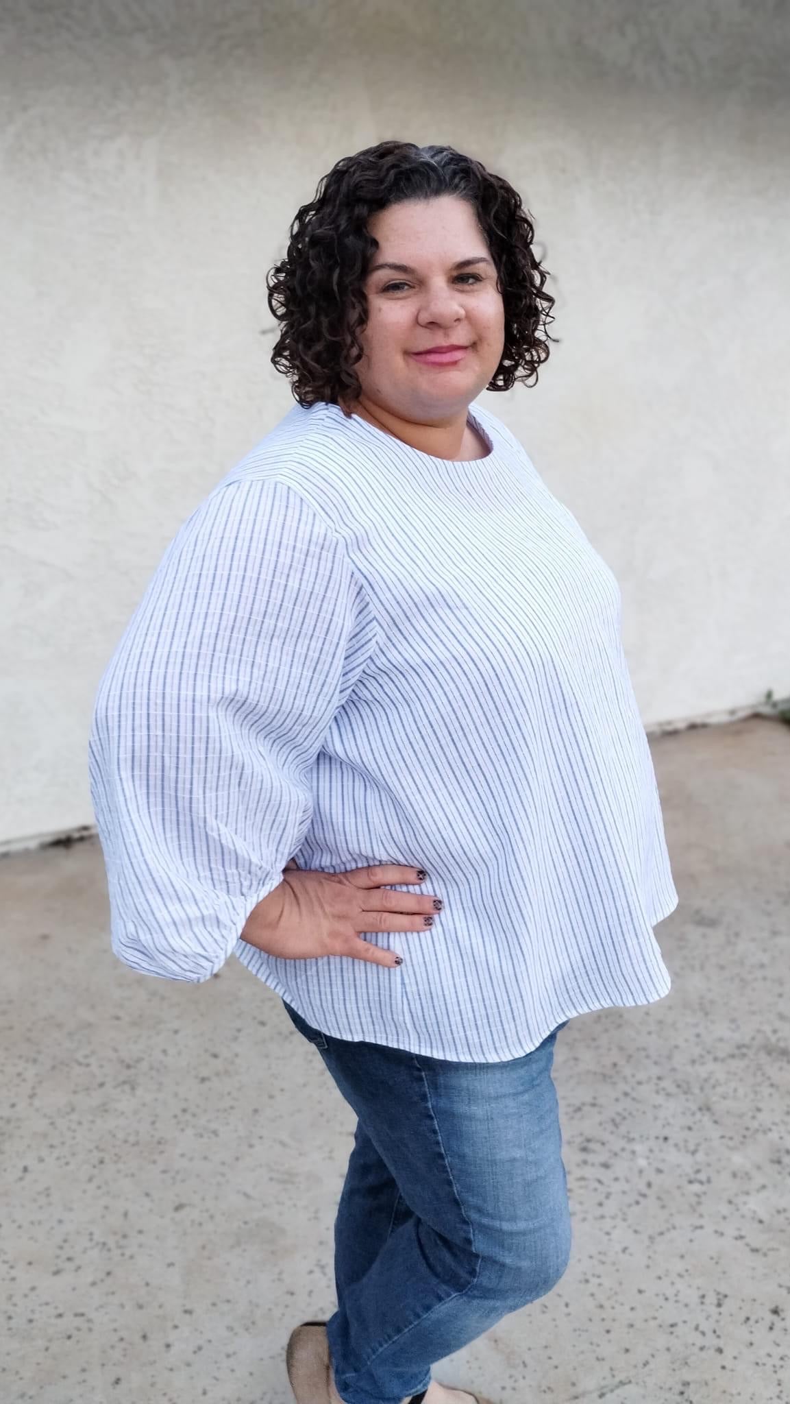 Blueberry Stripes on White, Woven Print Fabric - Boho Fabrics