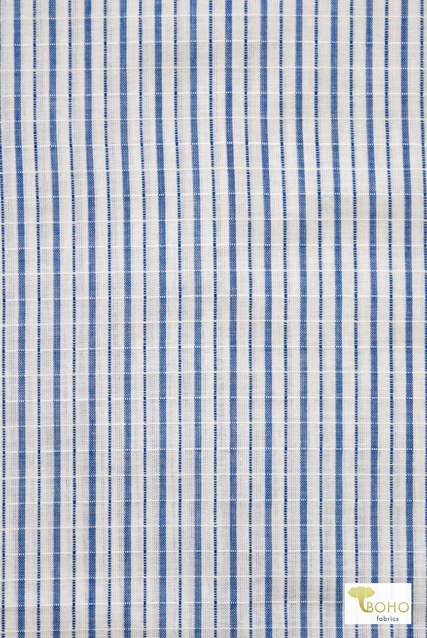 Blueberry Stripes on White, Woven Print Fabric - Boho Fabrics