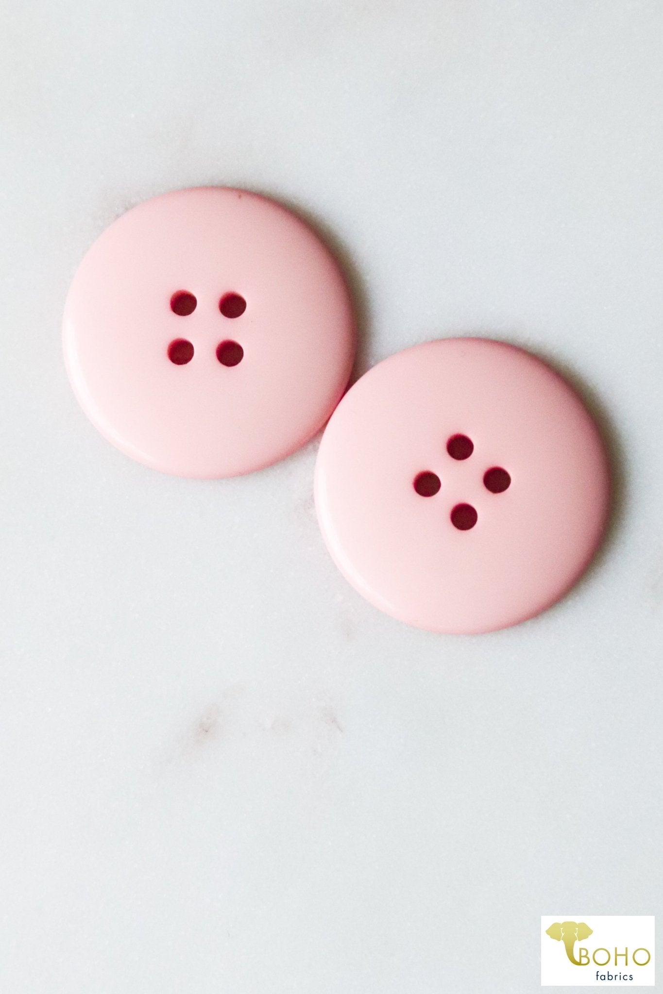 Blush Pink, 4 Hole Buttons. 40L (25.5mm/ 1") Sold per Package of 25 - Boho Fabrics