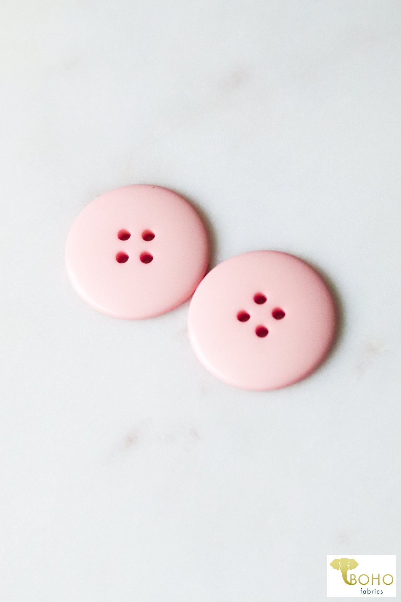 Blush Pink, 4 Hole Buttons. 40L (25.5mm/ 1") Sold per Package of 25 - Boho Fabrics