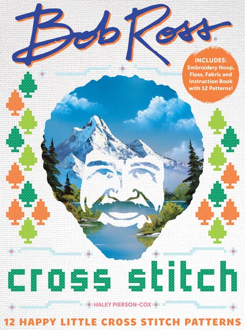 Bob Ross Cross Stitch: 12 Happy Little Patterns - Boho Fabrics - Sewing Kits