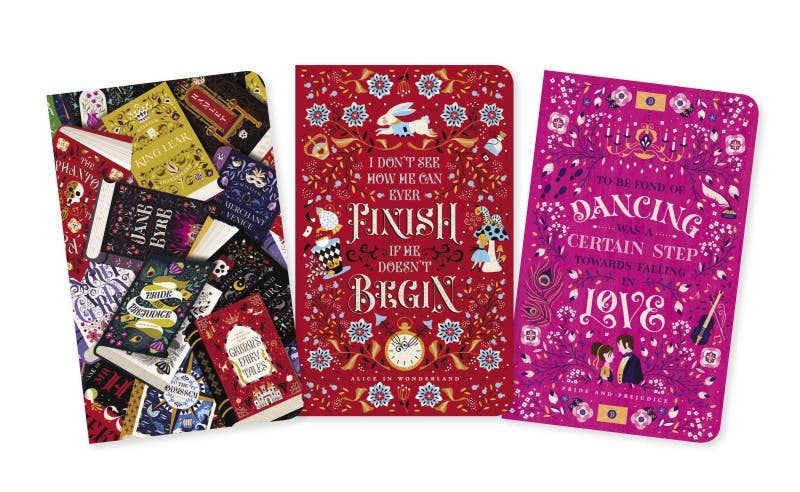 Book Lovers by Jenny Zemanek Set of 3 Mini Notebooks - Boho Fabrics - Journals & Stationery
