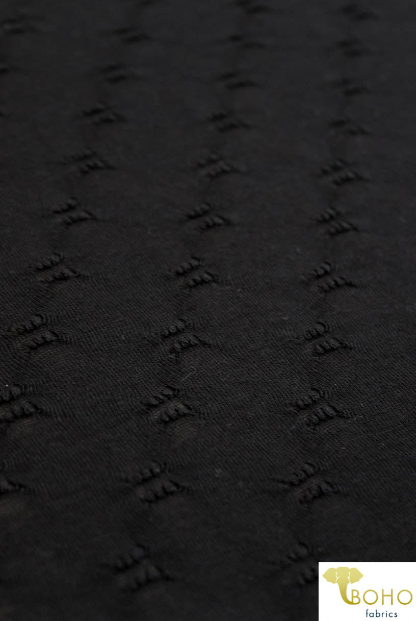 Bow Tie Design in Black. Jersey Knit. JER-112-BLK. - Boho Fabrics