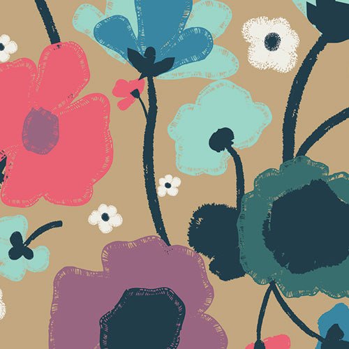 Brave Bloomed Lit, Dare Collection by Pat Bravo. Art Gallery Cotton Woven Fabric. Wide, Sold by the Half Yard! - Boho Fabrics