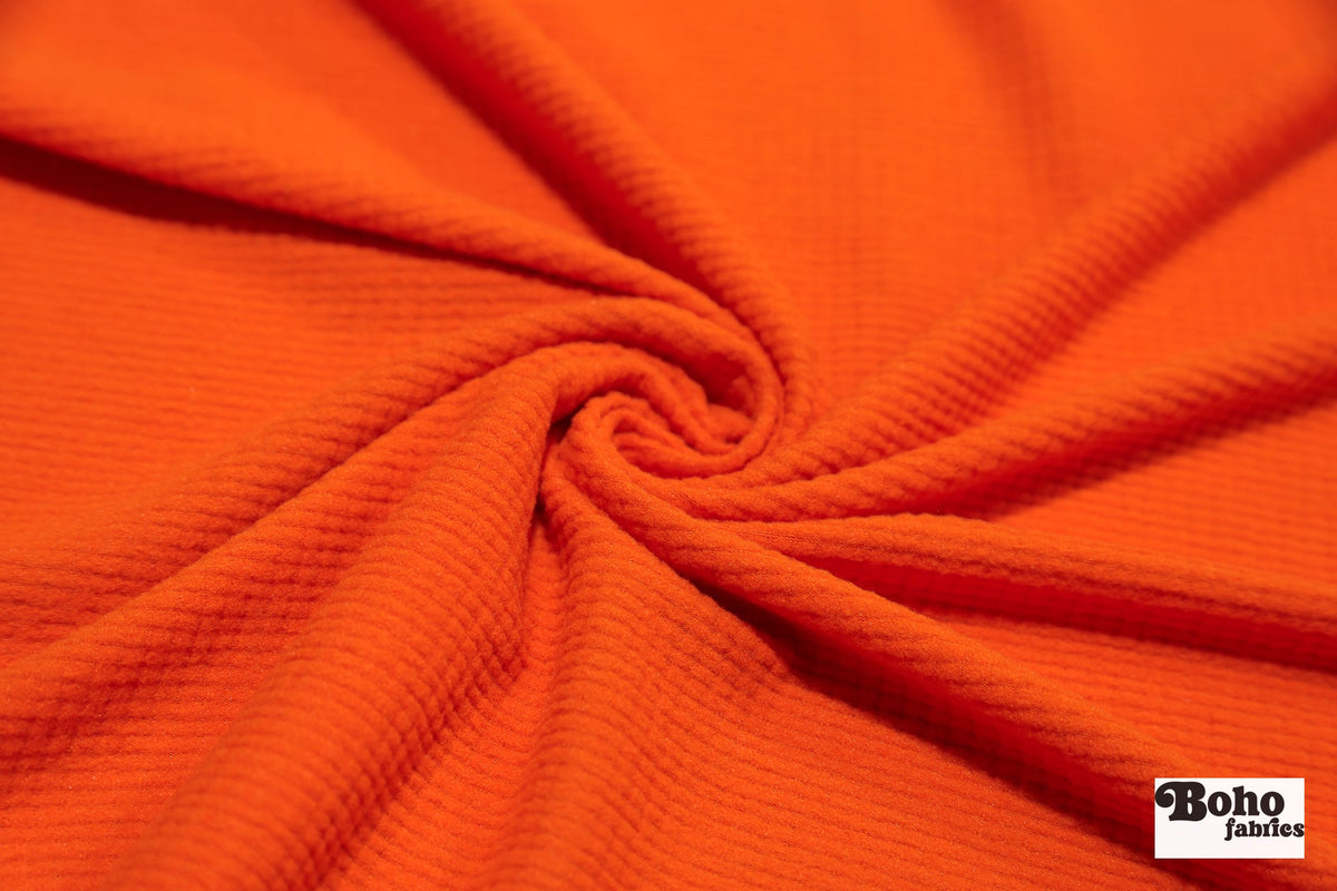 Bright Orange, Power Grid Fleece by Polartec. Performance Knit Fabric - Boho Fabrics - Performance Fabrics