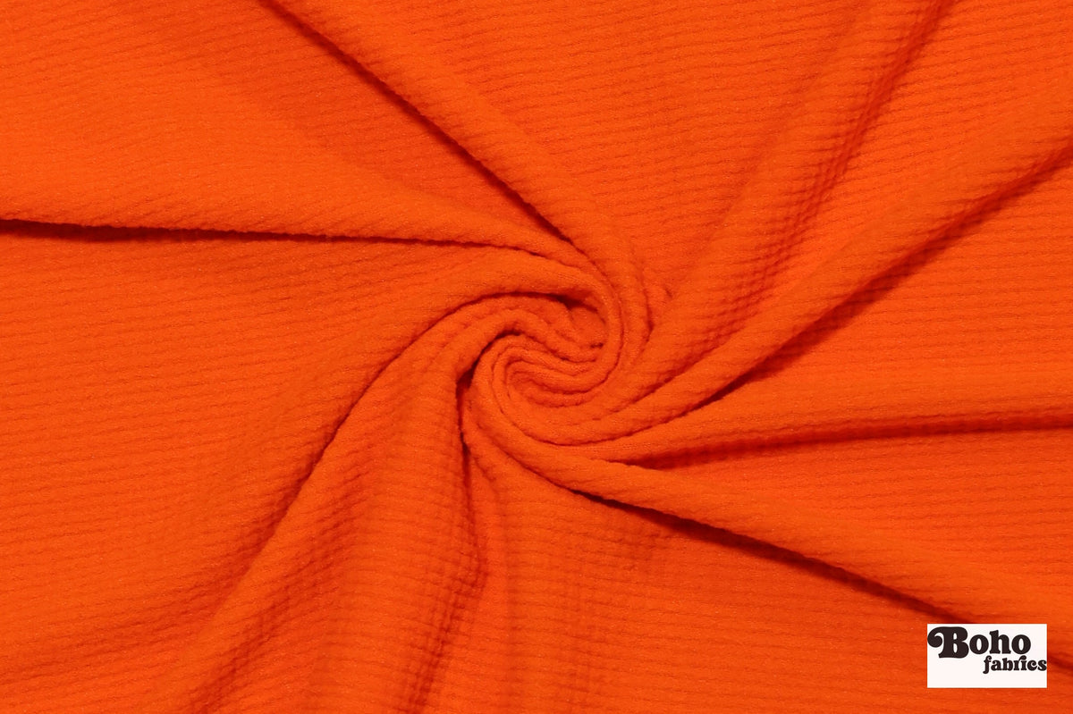Bright Orange, Power Grid Fleece by Polartec. Performance Knit Fabric - Boho Fabrics - Performance Fabrics