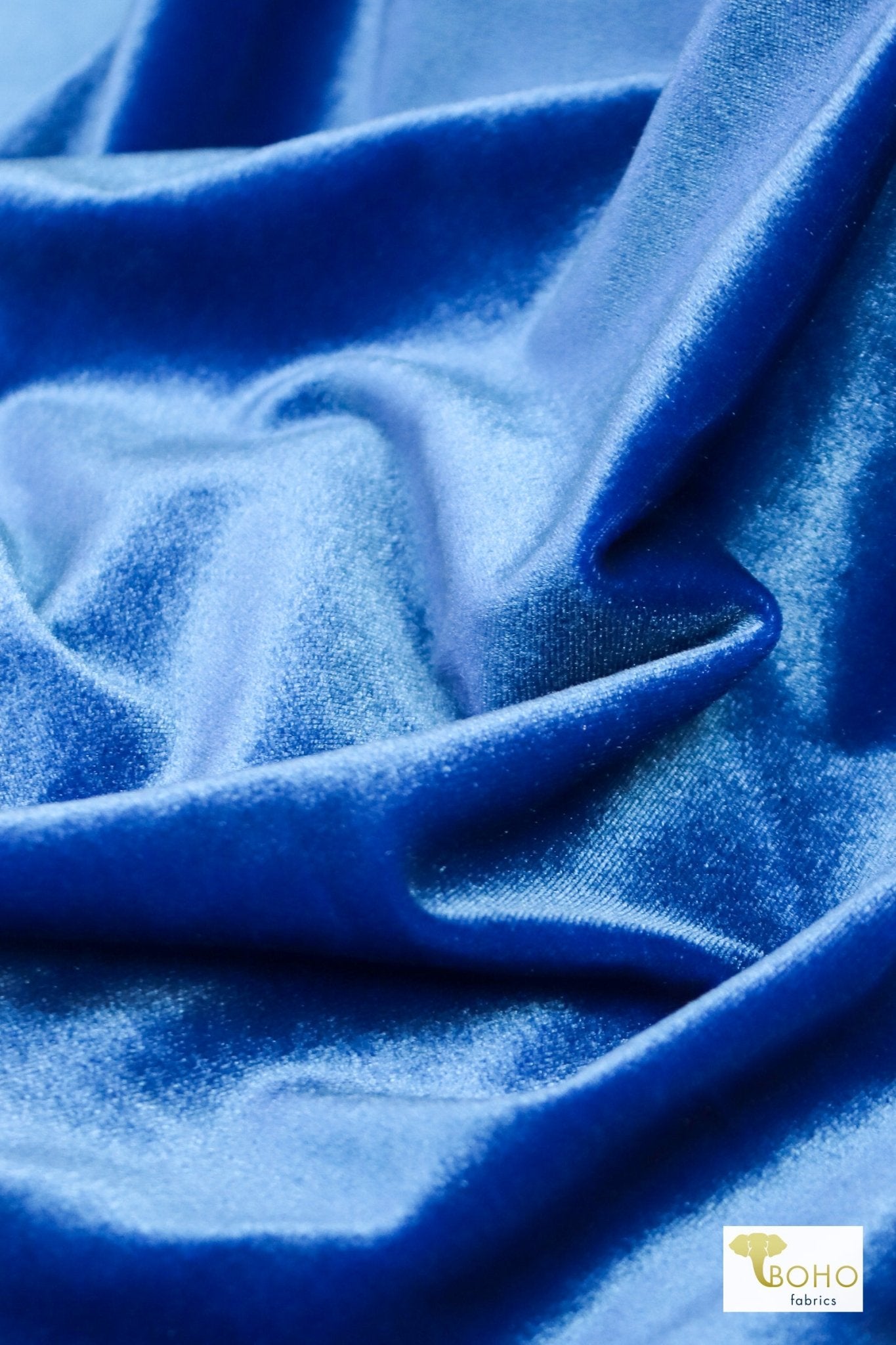 Brilliant Blue, Stretch Velvet - Boho Fabrics