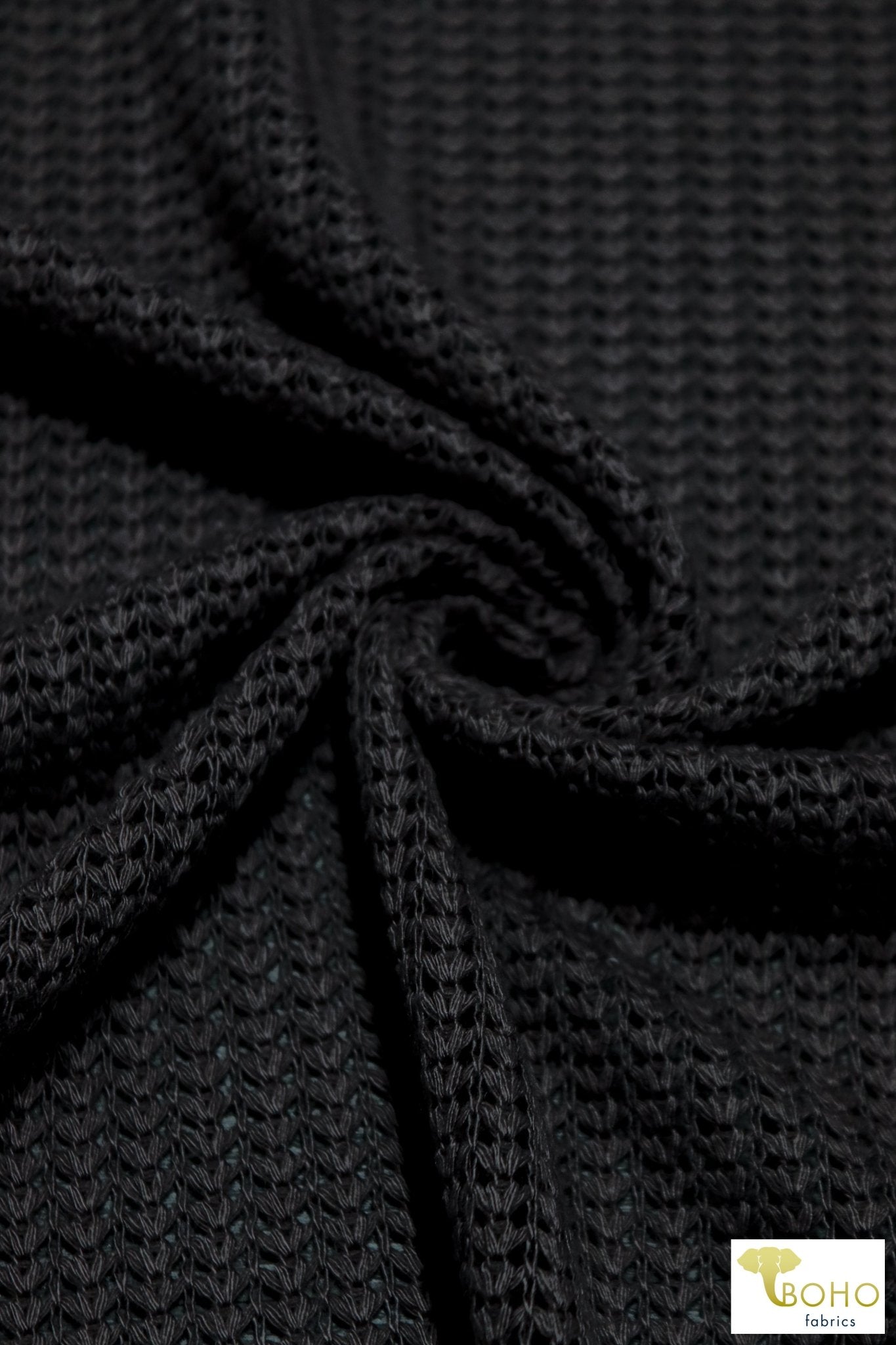 Brioche Stitches in Black, Sweater Knit. SWTR-215-BLK - Boho Fabrics