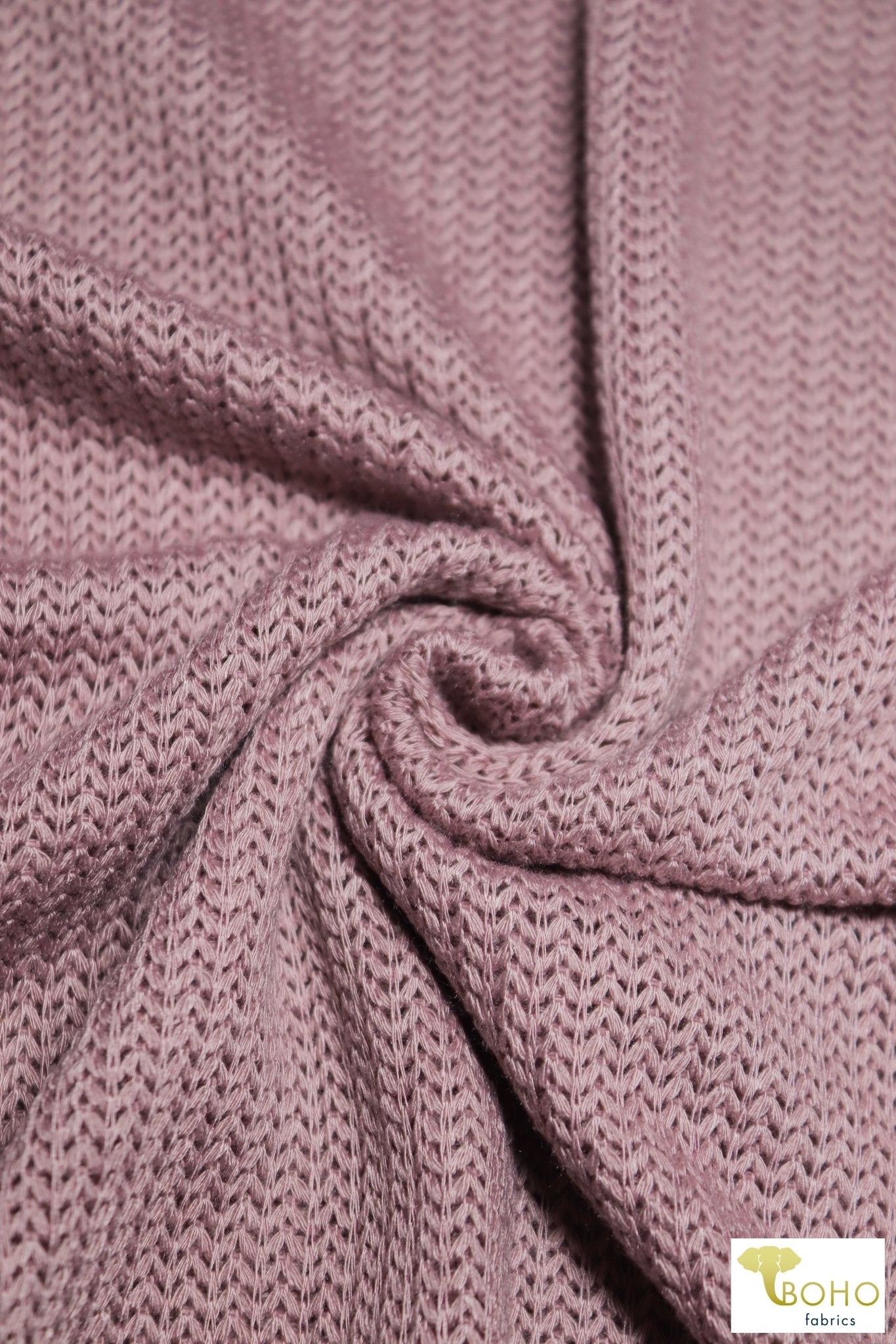 Brioche Stitches in Mauve, Sweater Knit. SWTR-215-PNK - Boho Fabrics