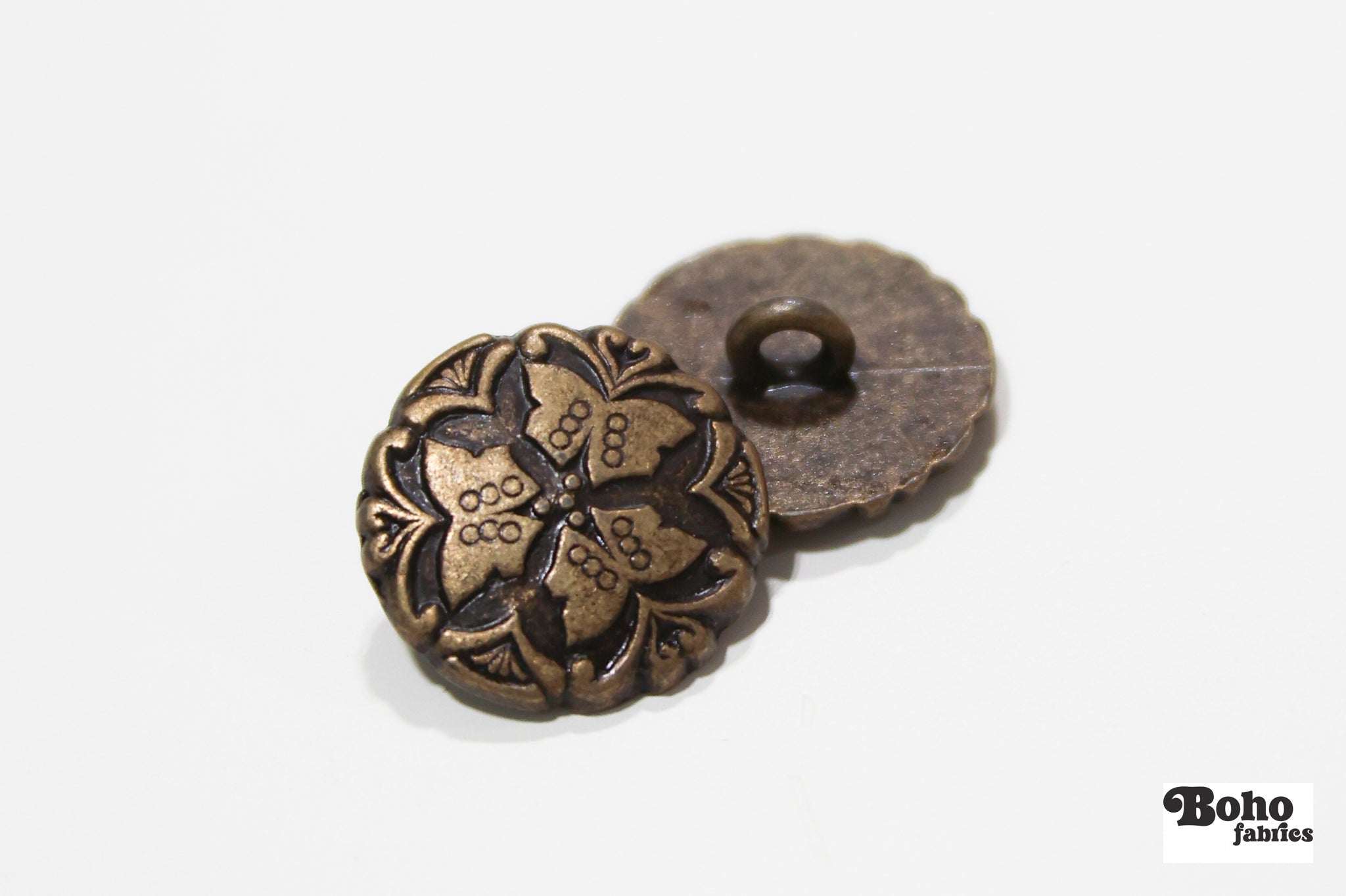Bronze Butterfly Trio Metal Shank Buttons. 24L (15mm / 5/8"), 28L (18mm / 11/16") - Boho Fabrics - Buttons & Snaps