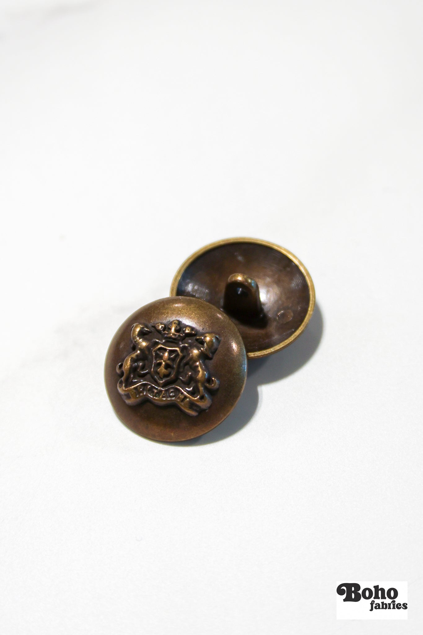 Bronze COA Dome Metal Shank Buttons. 24L (15mm / 5/8"), 32L (20mm 13/16"), 36L (23mm / 7/8") - Boho Fabrics - Buttons & Snaps