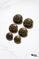 Bronze COA Dome Metal Shank Buttons. 24L (15mm / 5/8"), 32L (20mm 13/16"), 36L (23mm / 7/8") - Boho Fabrics - Buttons & Snaps