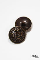 Bronze Cross Metal Shank Button. 30L (19mm, 3/4") , 36L (23mm / 7/8") - Boho Fabrics - Buttons & Snaps