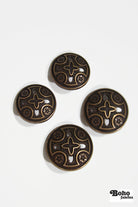 Bronze Cross Metal Shank Button. 30L (19mm, 3/4") , 36L (23mm / 7/8") - Boho Fabrics - Buttons & Snaps