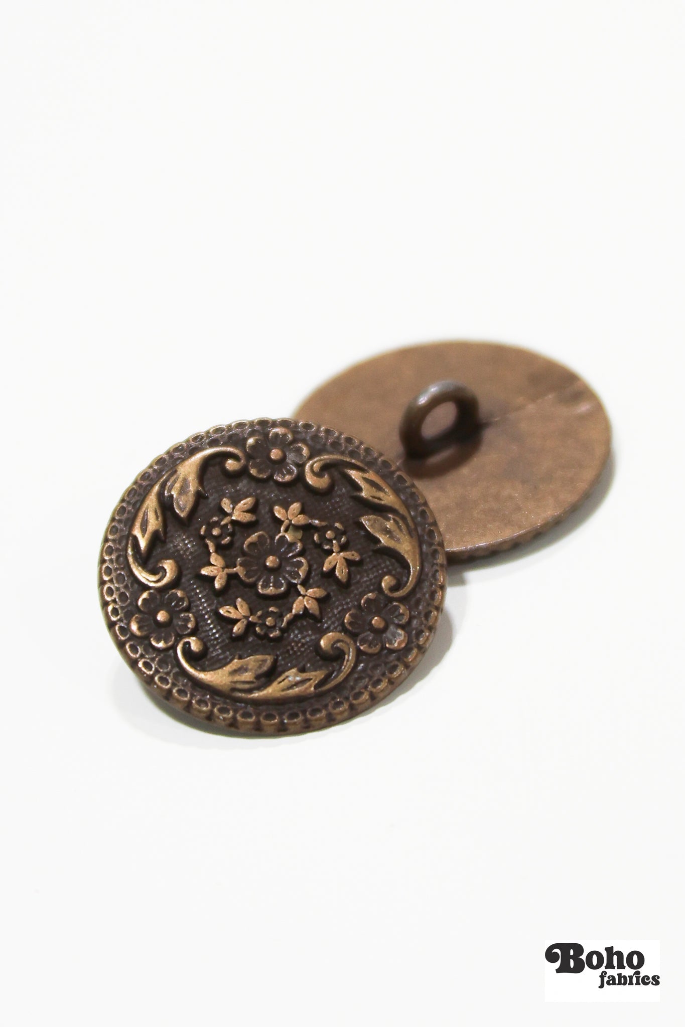 Bronze Filigree Metal Shank Buttons. 24L (15mm / 5/8"), 30L (19mm, 3/4") , 36L (23mm / 7/8") - Boho Fabrics - Buttons & Snaps