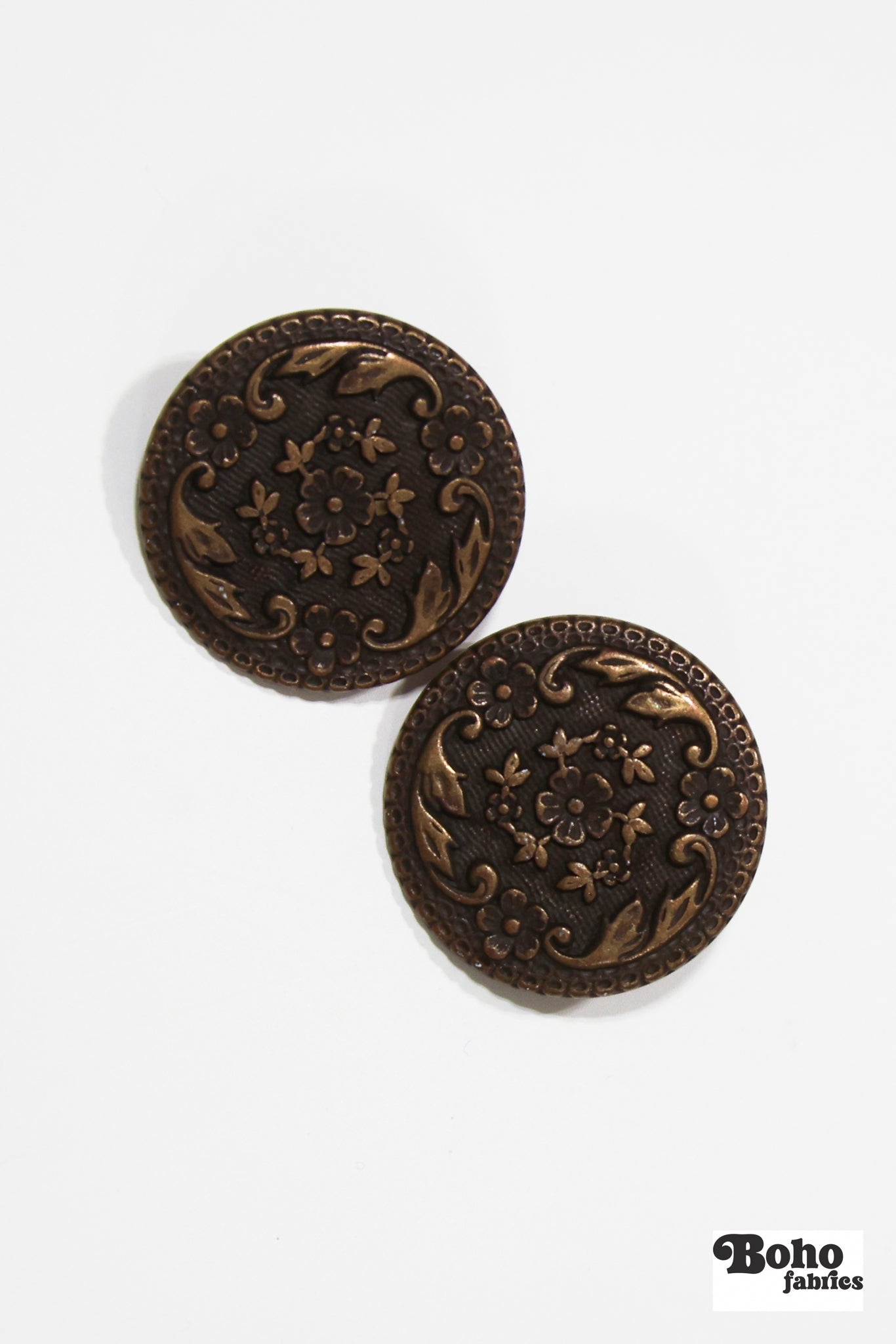 Bronze Filigree Metal Shank Buttons. 24L (15mm / 5/8"), 30L (19mm, 3/4") , 36L (23mm / 7/8") - Boho Fabrics - Buttons & Snaps