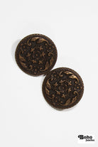 Bronze Filigree Metal Shank Buttons. 24L (15mm / 5/8"), 30L (19mm, 3/4") , 36L (23mm / 7/8") - Boho Fabrics - Buttons & Snaps
