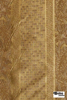 Bronze & Gold Paisley Grid Jacquard Woven Fabric - Boho Fabrics - Jacquard, Woven