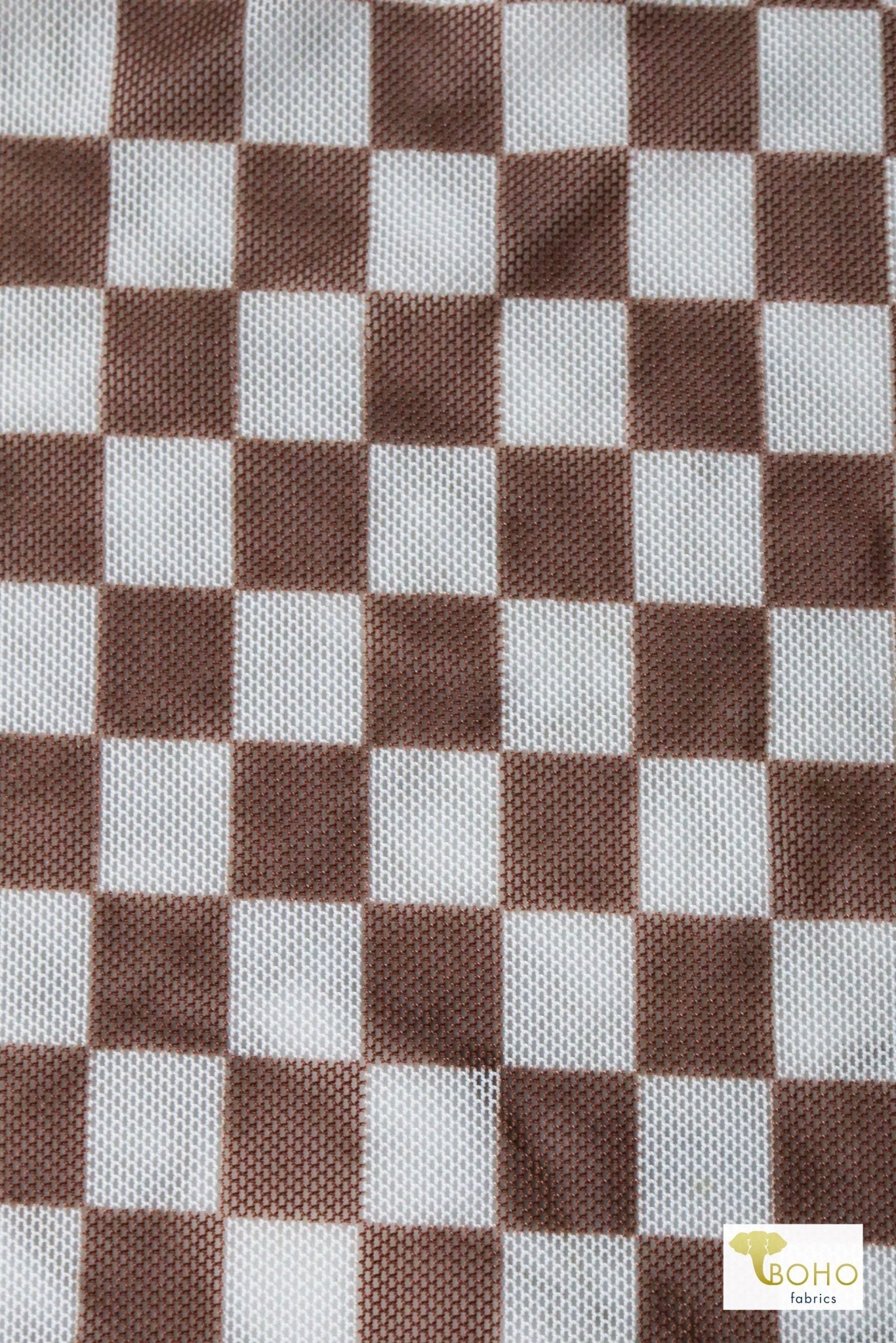 Brown Checker, Stretch Mesh - Boho Fabrics