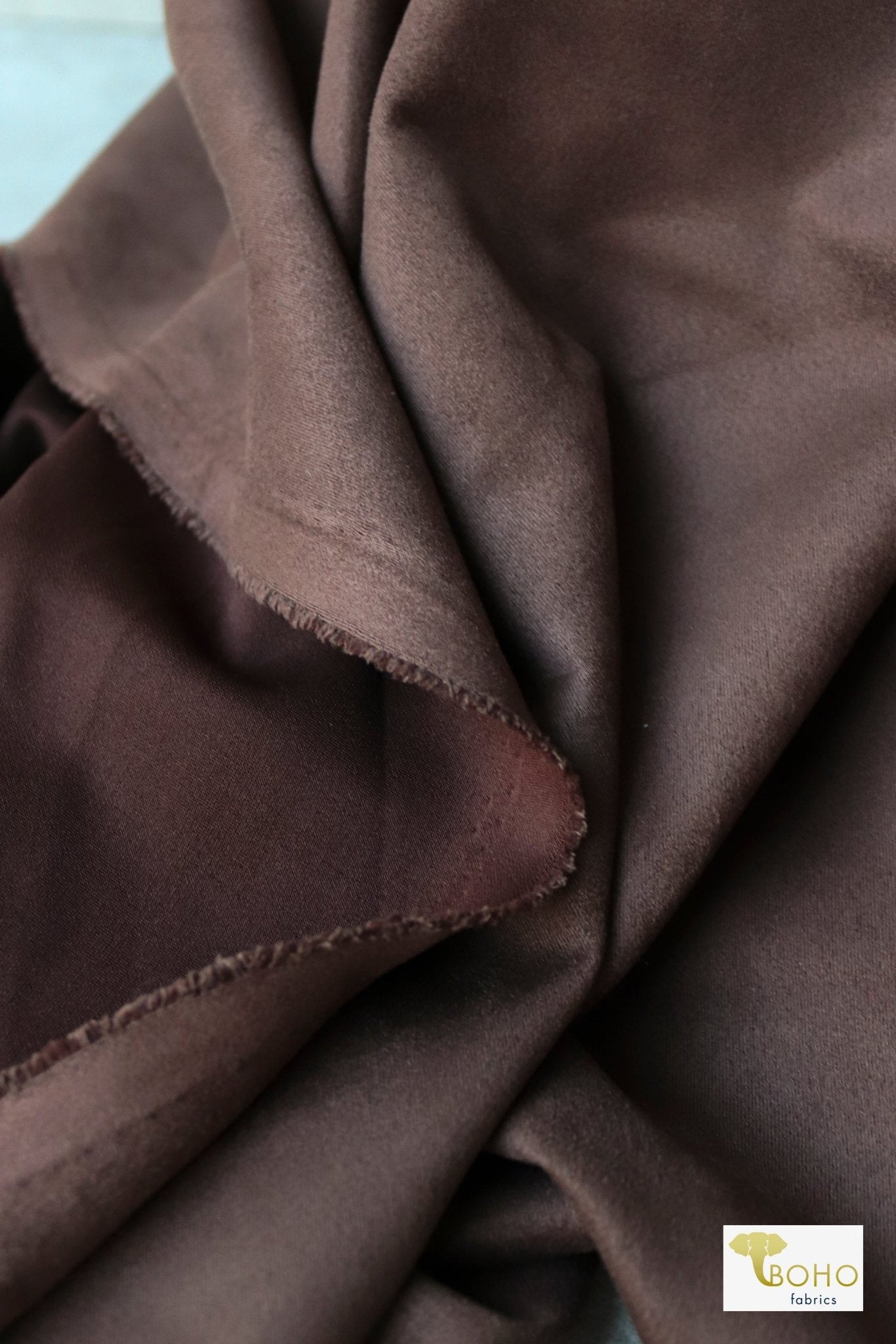 Brown, Heavy Scuba Knit Faux Suede - Boho Fabrics