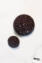 Brown Paisley Faceted, Plastic Shank Buttons. Available in 15mm (24L) and 28mm (44L) - Boho Fabrics - Buttons & Snaps