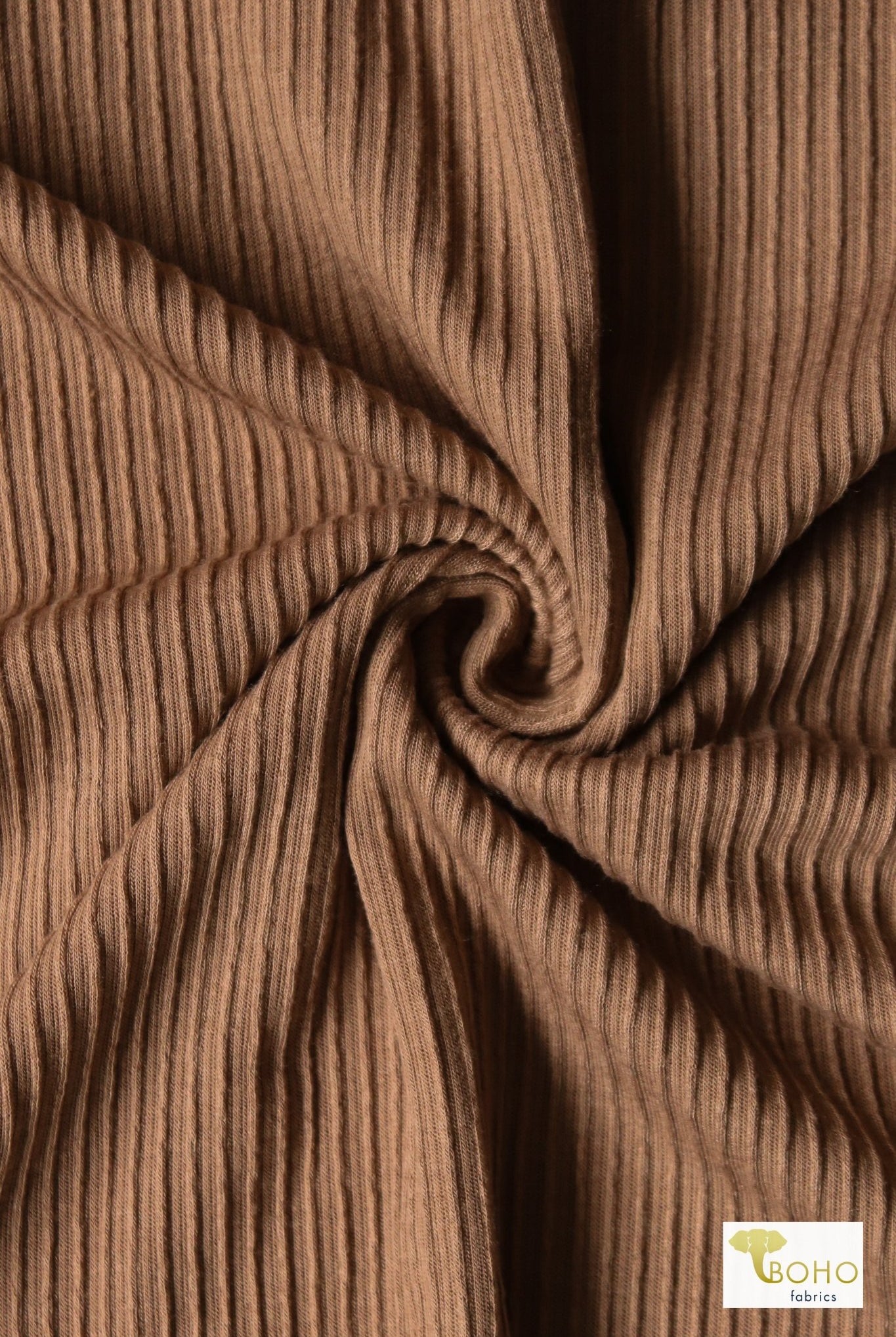Brown Ruffle, Rib Knit Fabric - Boho Fabrics