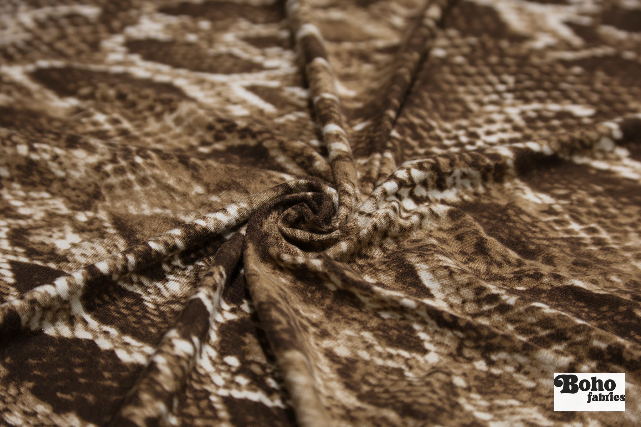 Brown Snake Print, Jersey Knit Fabric - Boho Fabrics - Rayon Jersey Solid, Knit Fabric