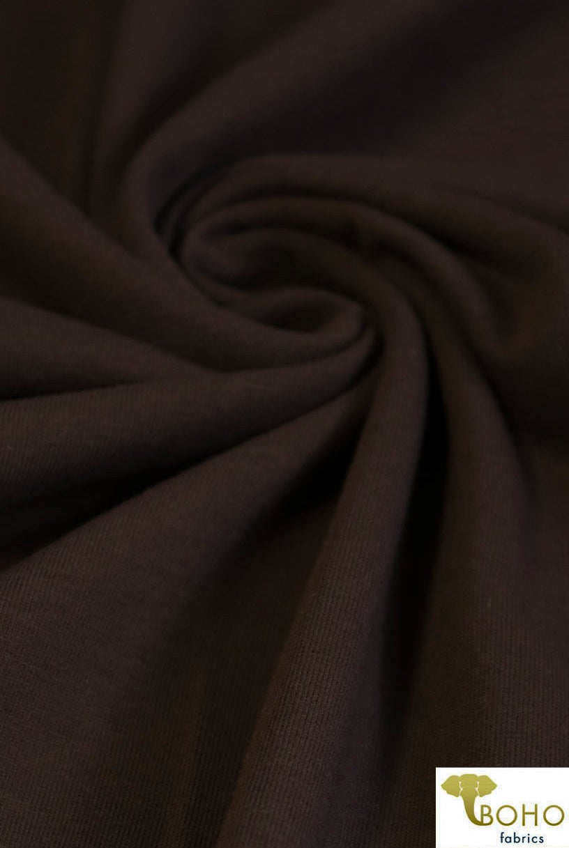 Brown, Solid Cotton Spandex Knit Fabric, 9 oz. - Boho Fabrics