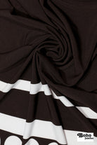 Brown & White Dot Stripe Jersey Knit Fabric - Boho Fabrics - Jersey Knit Printed Fabric