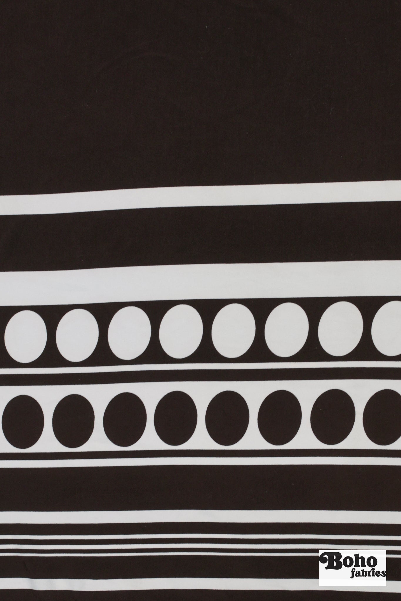 Brown & White Dot Stripe Jersey Knit Fabric - Boho Fabrics - Jersey Knit Printed Fabric