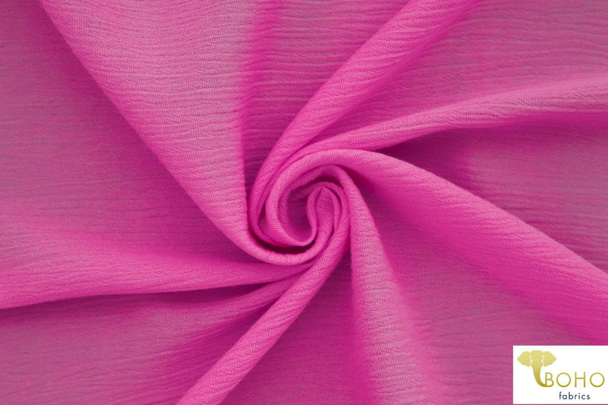 Bubblegum Pink. Solid Rayon Crepe Woven Fabric - Boho Fabrics