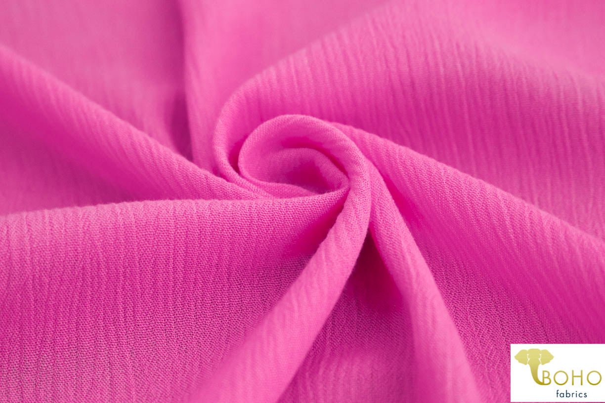 Bubblegum Pink. Solid Rayon Crepe Woven Fabric - Boho Fabrics
