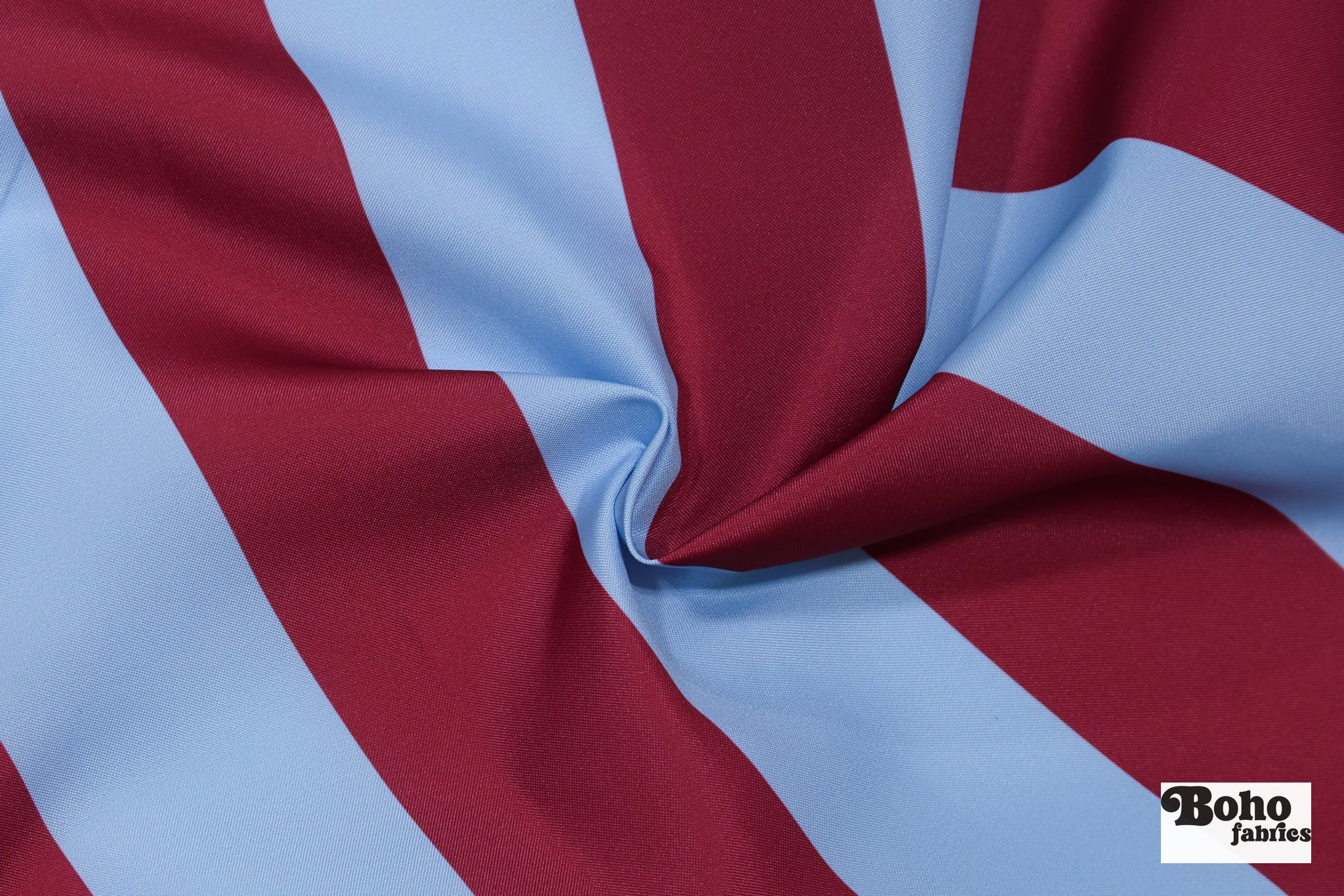Burgundy & Blue, 3" Wide Striped Canvas Woven Fabric - Boho Fabrics - Canvas Fabric
