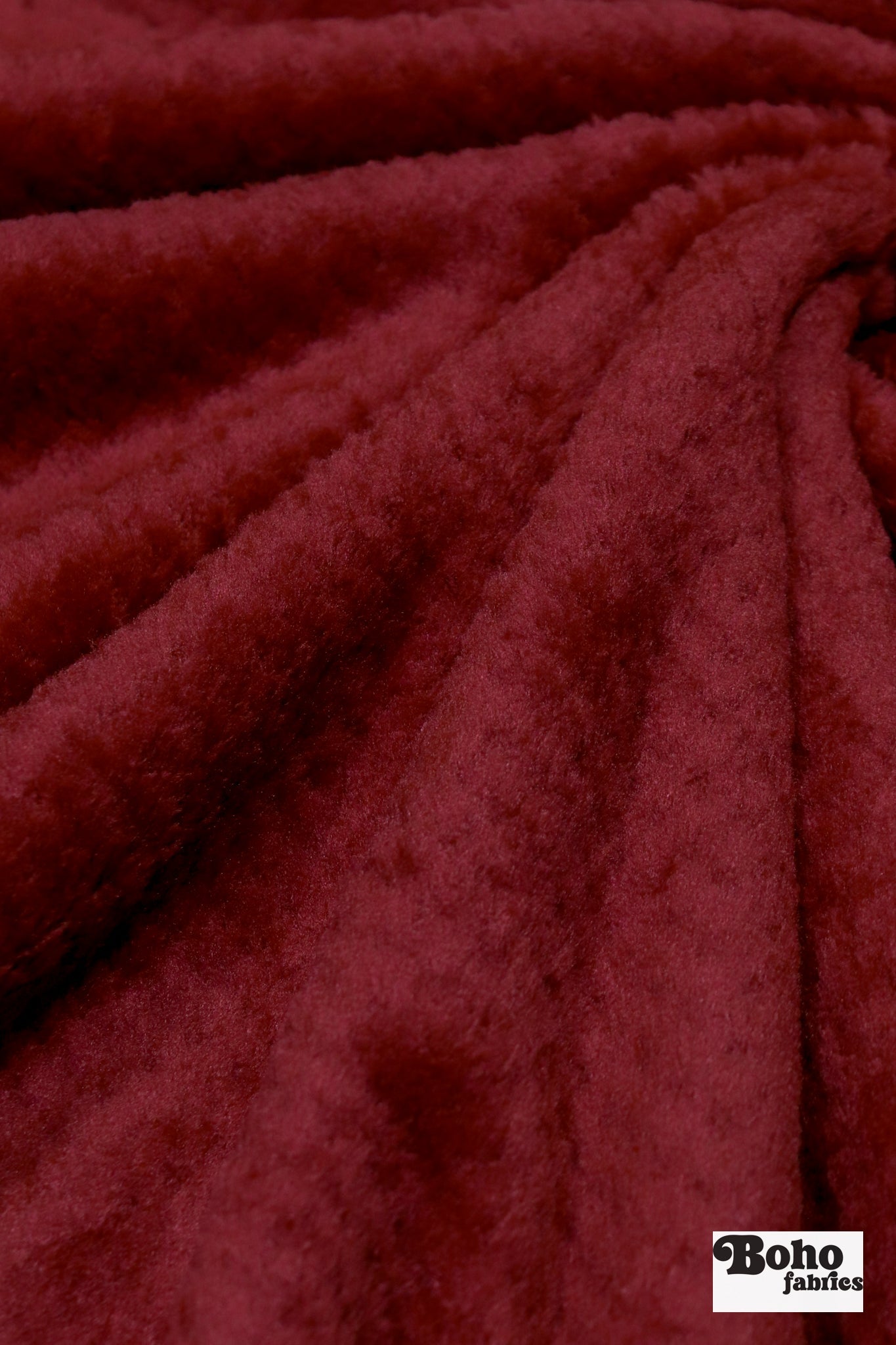 Burgundy, Classic Double - Velour High Loft Fleece Fabric by Polartec featuring Recycled Polyester - Boho Fabrics - Performance Fabrics