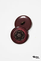 Burgundy Pearl & Bronze Filigree Plastic Shank Buttons. 30L (19mm, 3/4") , 40L (25mm / 1") - Boho Fabrics - Buttons & Snaps