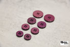 Burgundy, Round 4 Hole Buttons. 26L (16mm/ 3/4"), 28L, (18mm/ 11/16"), 34L (21mm / 13/16"), 42L (26mm/ 1") (Copy) - Boho Fabrics - Buttons & Snaps