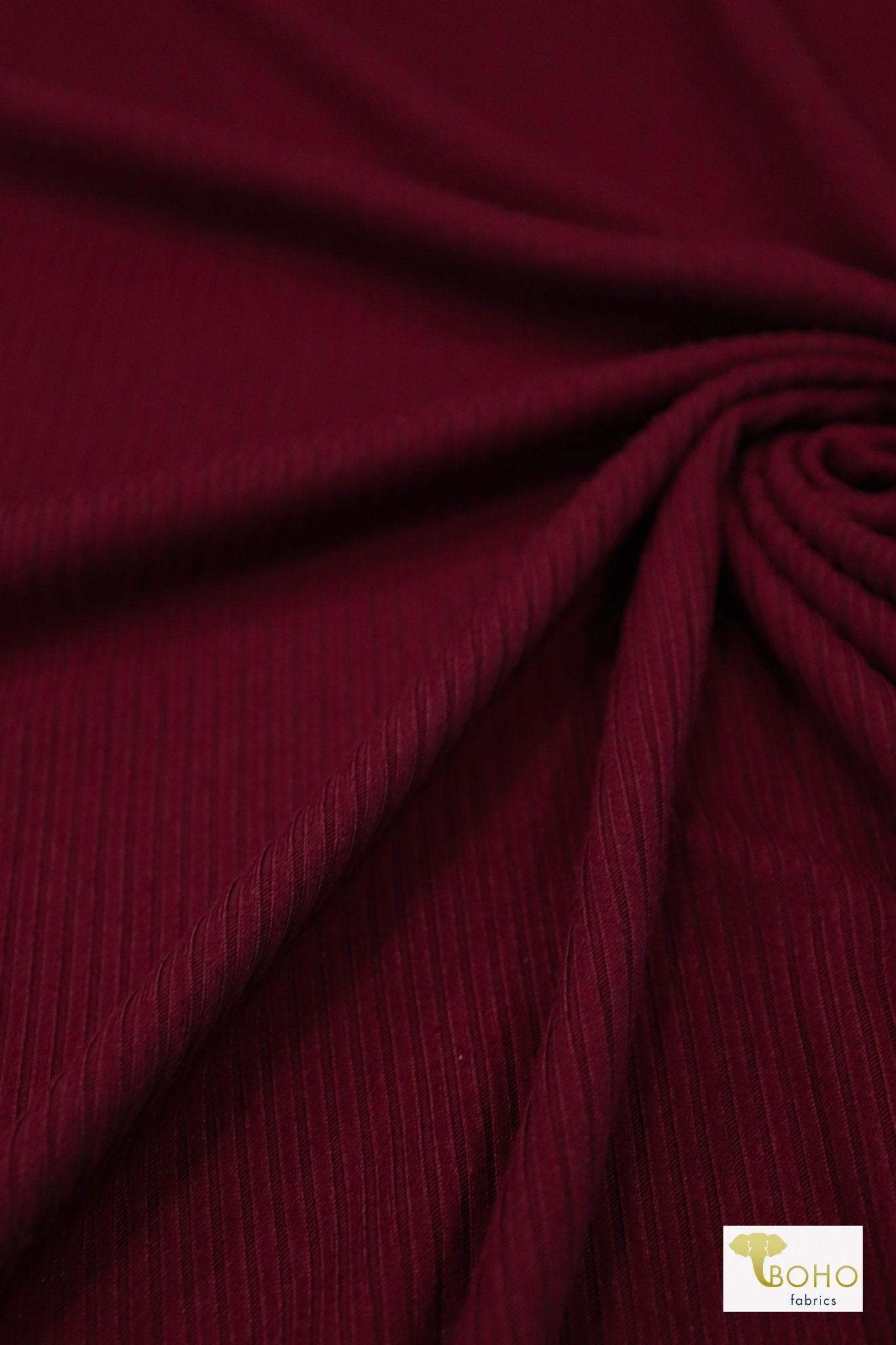 Burgundy, Yummy 4x2 Rib Knit - Boho Fabrics