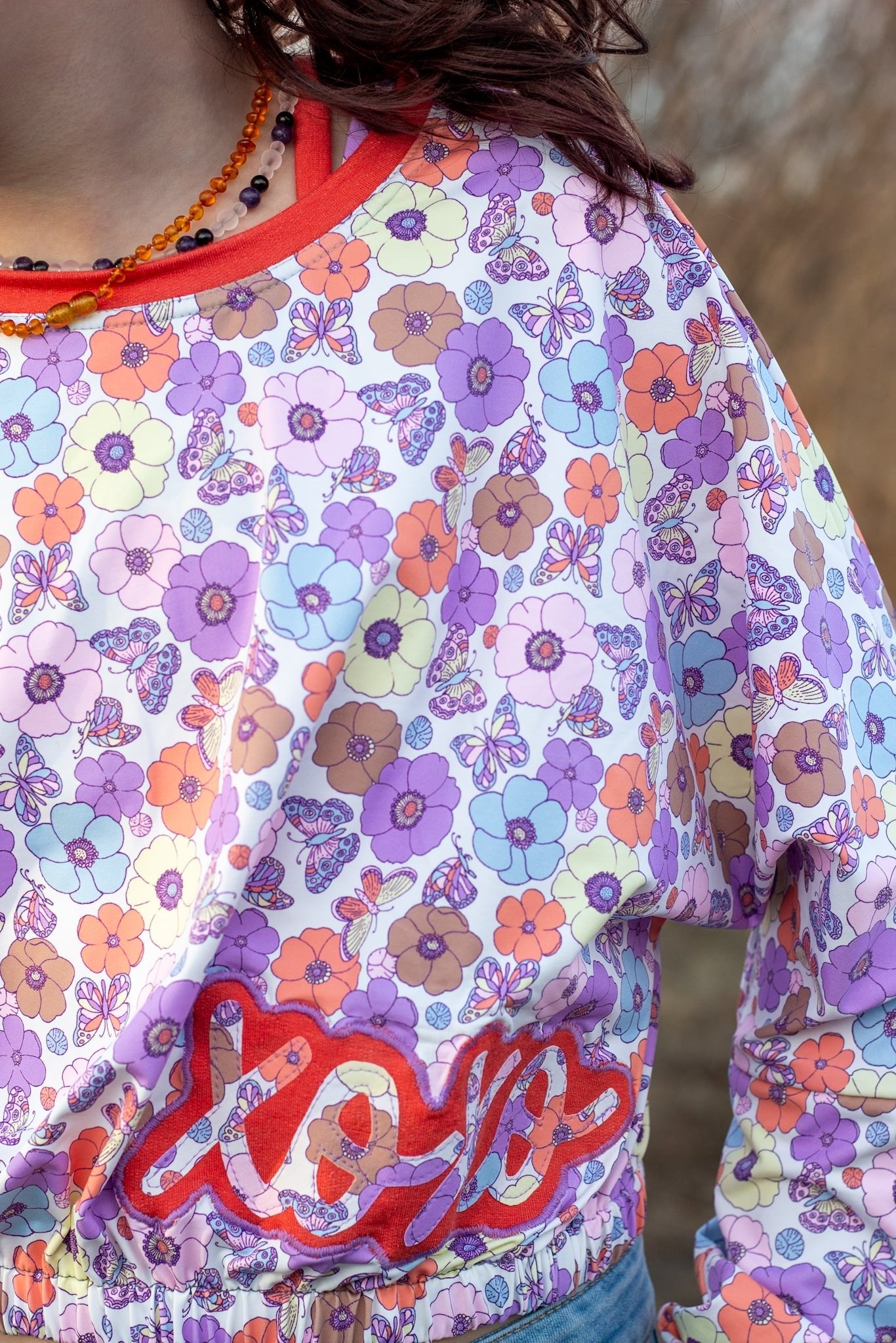 Butterfly Poppies, Printed Athletic Knit Fabric - Boho Fabrics - Athletic Knit Fabric