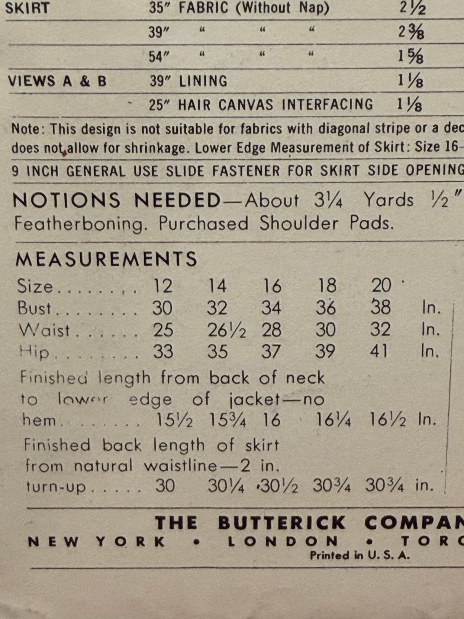 Butterick Sewing Pattern #6488 — Bolero Suit with Bellhop Jacket & Flared Skirt, Size 14, Bust 32, Vintage 1953 - Boho Fabrics - Sewing Patterns